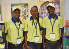 At the booth of Agri Plast Kenya Daniel Gachago, Andreen Odull and Simon Mwangi presented their Greenhouse covers, geomembrane and geomembrane welding machines and parts.